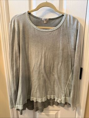 dylan sage green layered hem long sleeve top